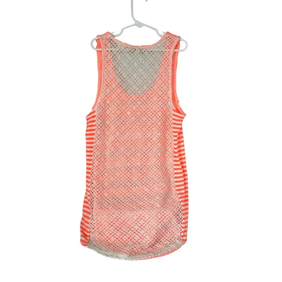 Miss Me Medium Sequence‎ Bright Pink and White Striped Tunic Tank Top - Picture 2 of 15